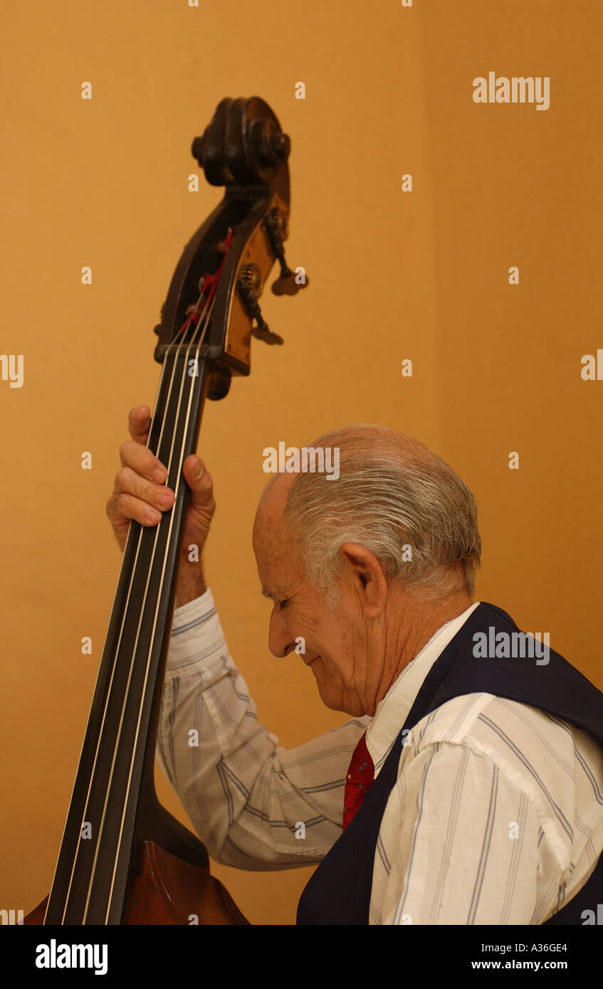 Man spielt einen Kontrabass Havanna Kuba Stockfoto