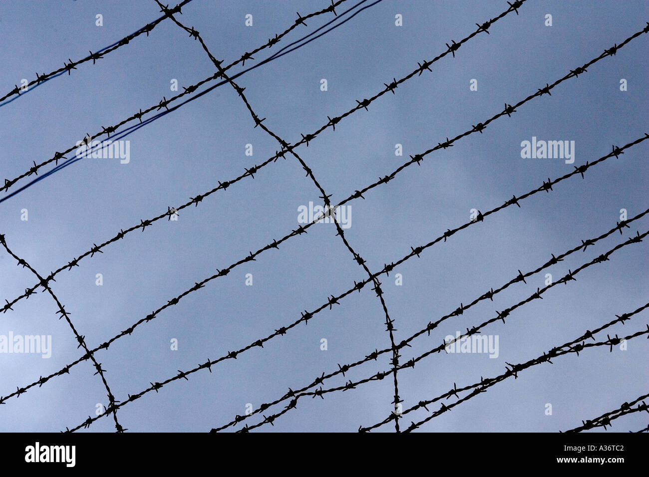 Stacheldraht an einen alten Nazi Konzentration Lager in Frankreich Stockfoto