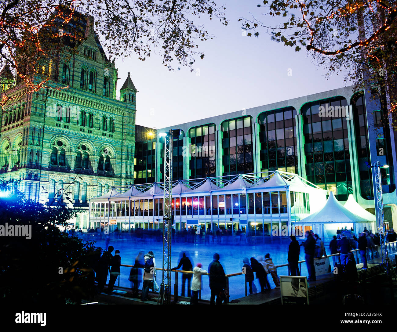 Abends skaten außerhalb des Natural History Museum London UK Stockfoto