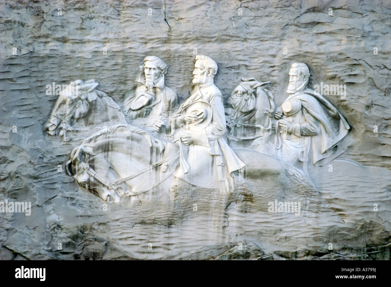 Konföderierten Sie Denkmal Carving im Stone Mountain Park, Atlanta, Georgia. Stockfoto