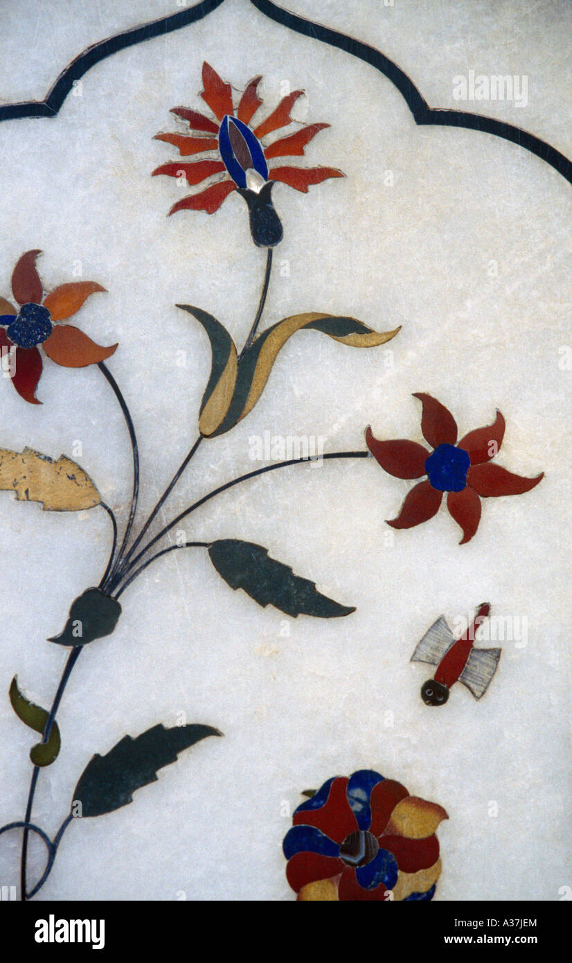 Amritsar Indien Semi Precious Stones Detail Insekt Blumen Golden Tempel Stockfoto