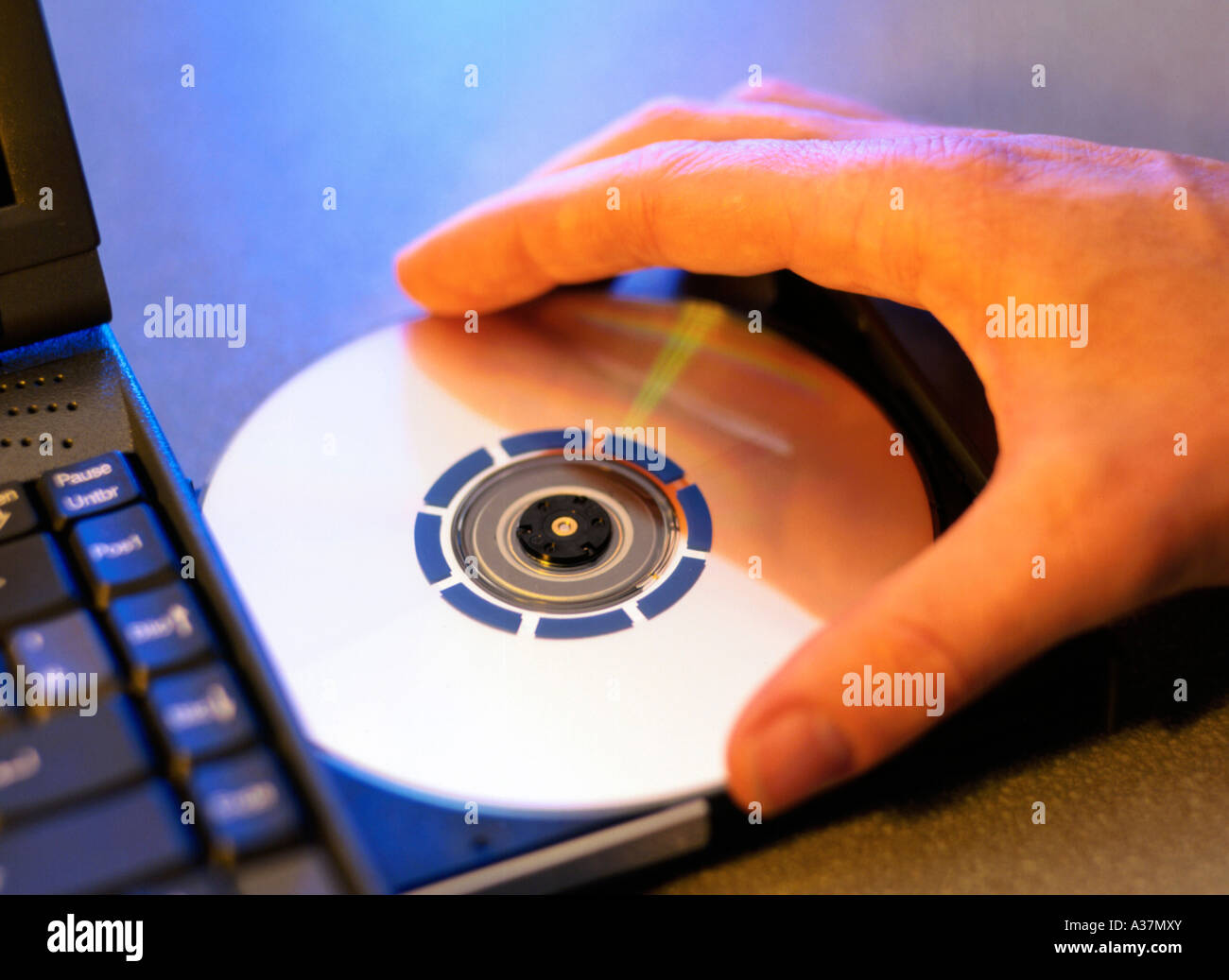 Notebook Computer CD-ROM Stockfoto