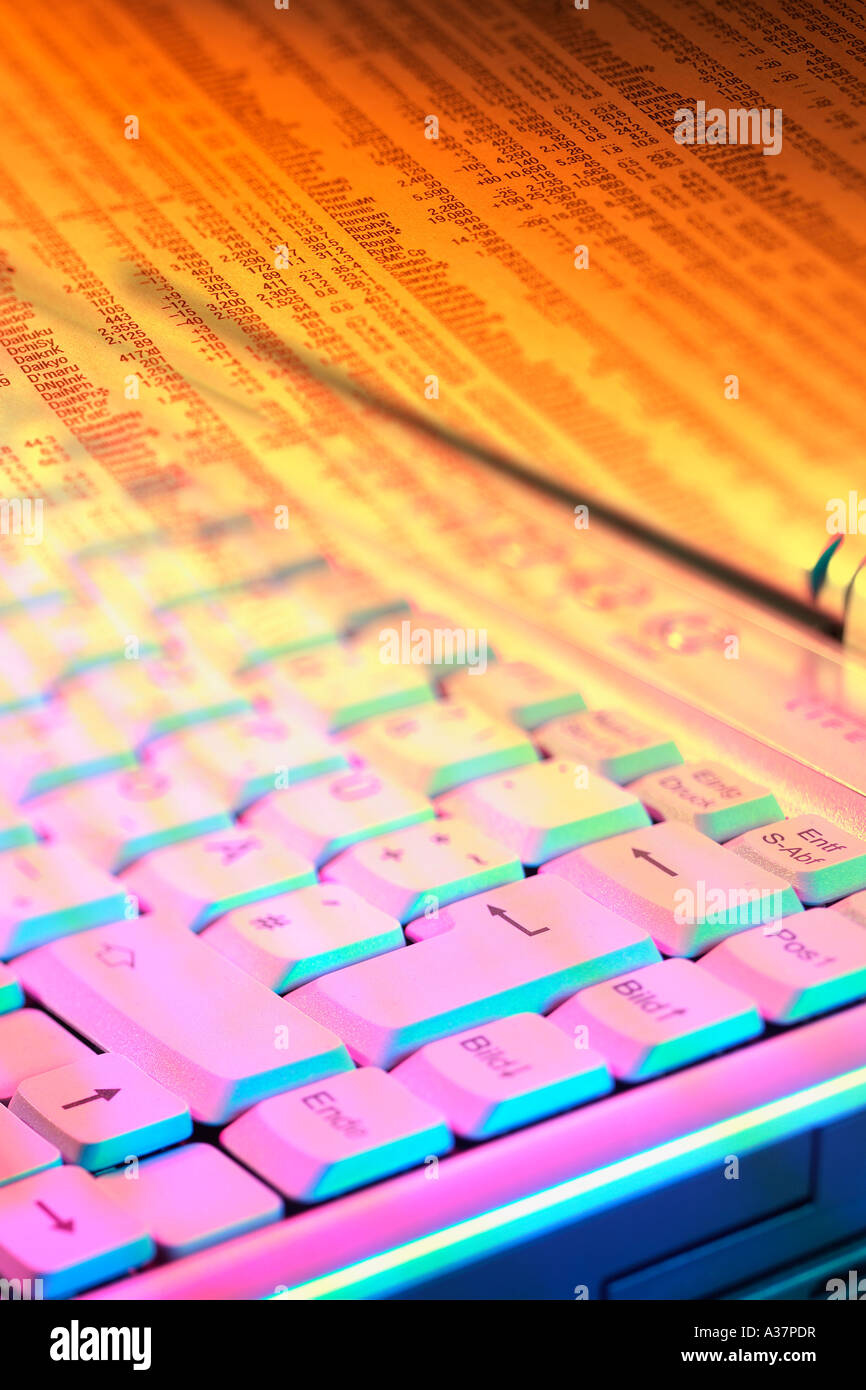 Tastatur-Detail der Computer Notebook farbiges Licht Lagerliste Stockfoto