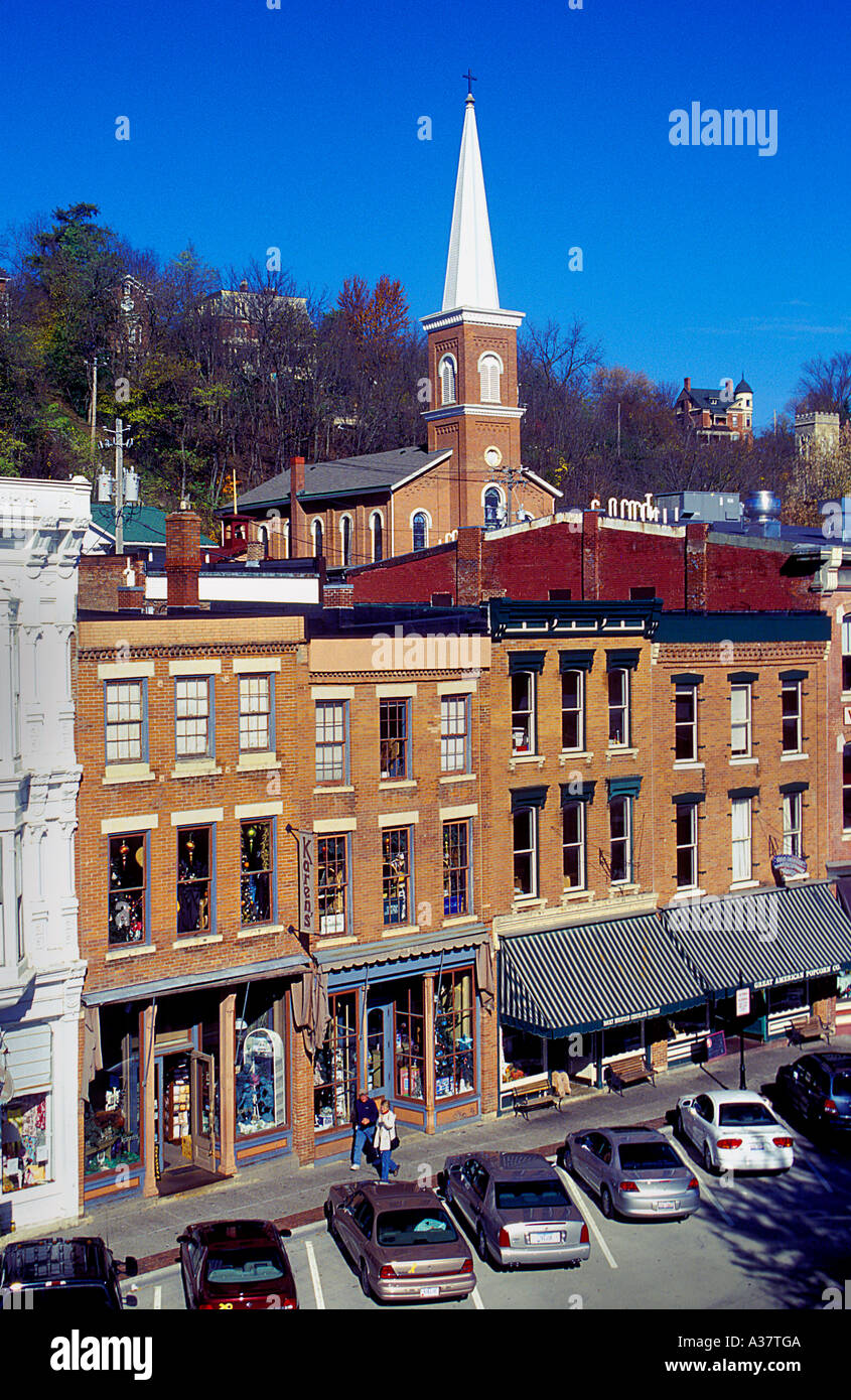 Historische Innenstadt von Galena Illinois, wo viele der Gebäude in das National Register of Historic Places sind Stockfoto