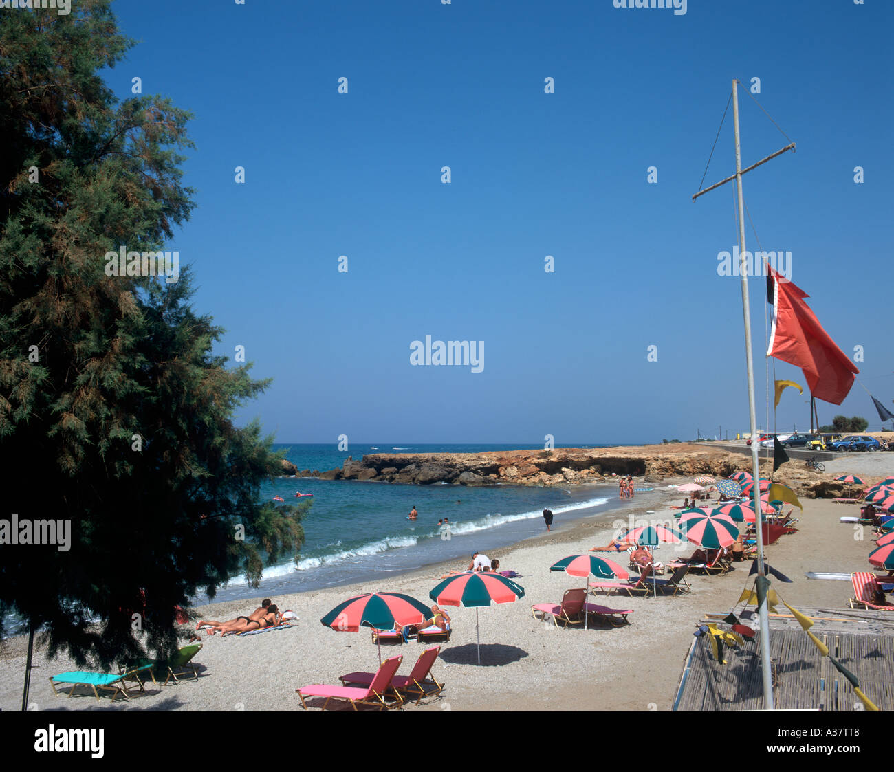 Strand von Gouves, Kreta, Griechenland Stockfoto