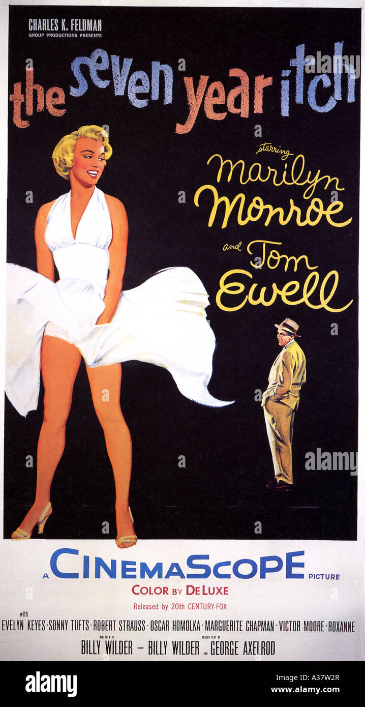 Das SEVEN YEAR ITCH Plakat 1955 TCF film mit Marilyn Monroe und Tom Ewell Stockfoto