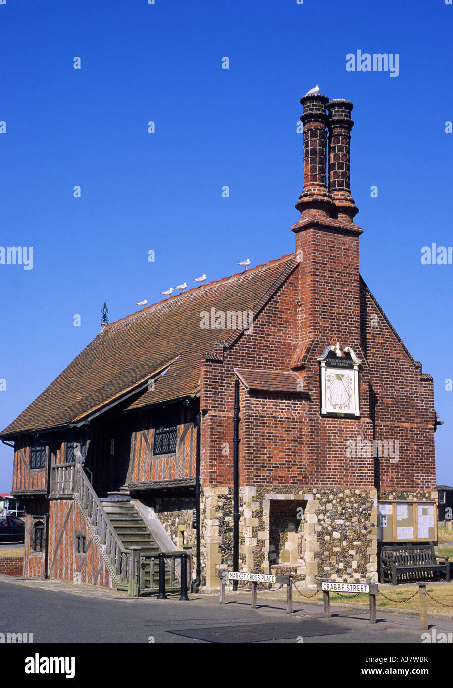 Aldeburgh Suffolk die Moot Hall East Anglia England UK Geschichte aus dem 16. Jahrhundert englischer Architektur halb Fachwerkhaus Stockfoto