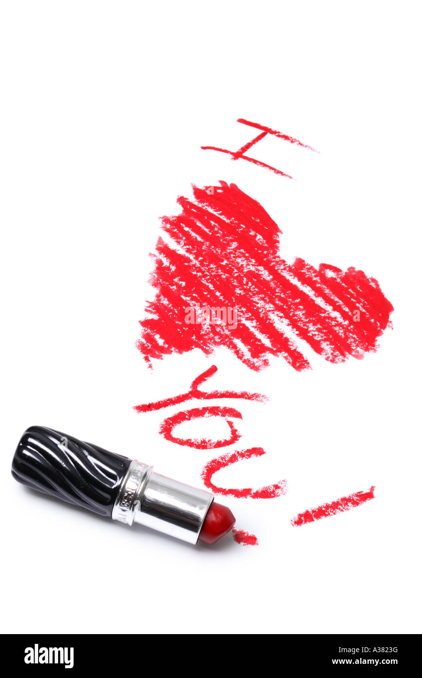 "Ich liebe dich" geschrieben in Lippenstift Stockfoto