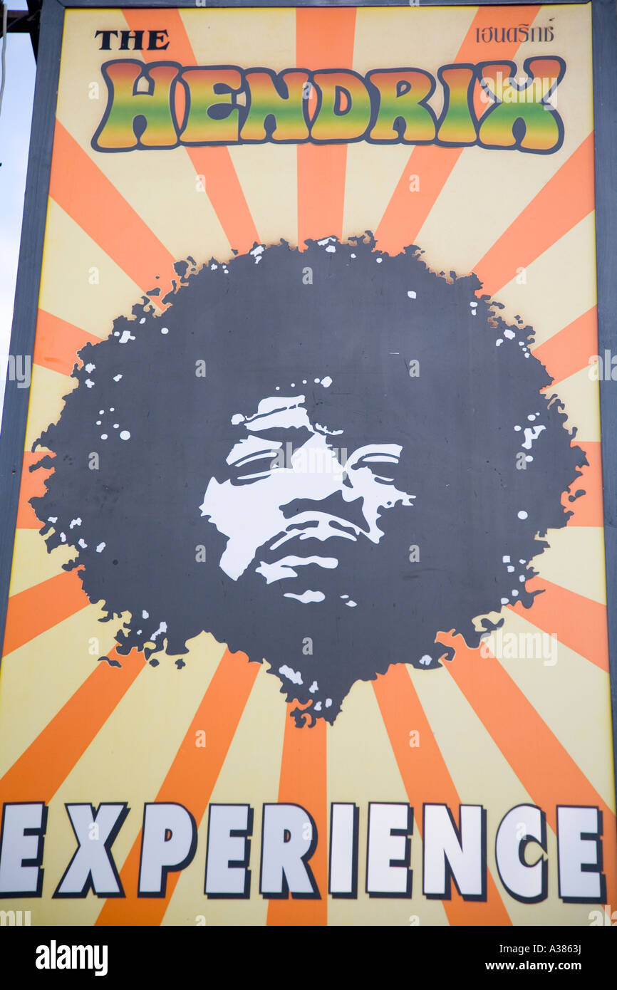 Jimi Hendrix-Zeichen für das Erlebnis Club Chaweng Ko Samui Thailand Südostasien Stockfoto