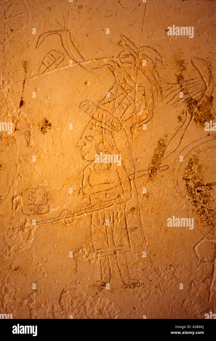 Graffiti, Malers Palast, zentrale Akropolis, Tikal National Park, El Petén, El Petén Abteilung, Guatemala, Mittelamerika Stockfoto