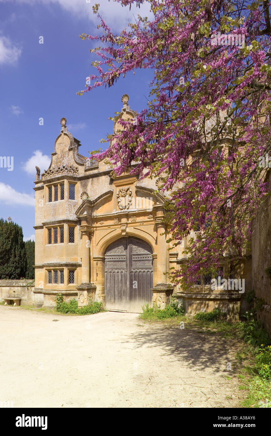 17. Jahrhundert Cotswold stone Gateway Stanway Manor, Gloucestershire Stockfoto