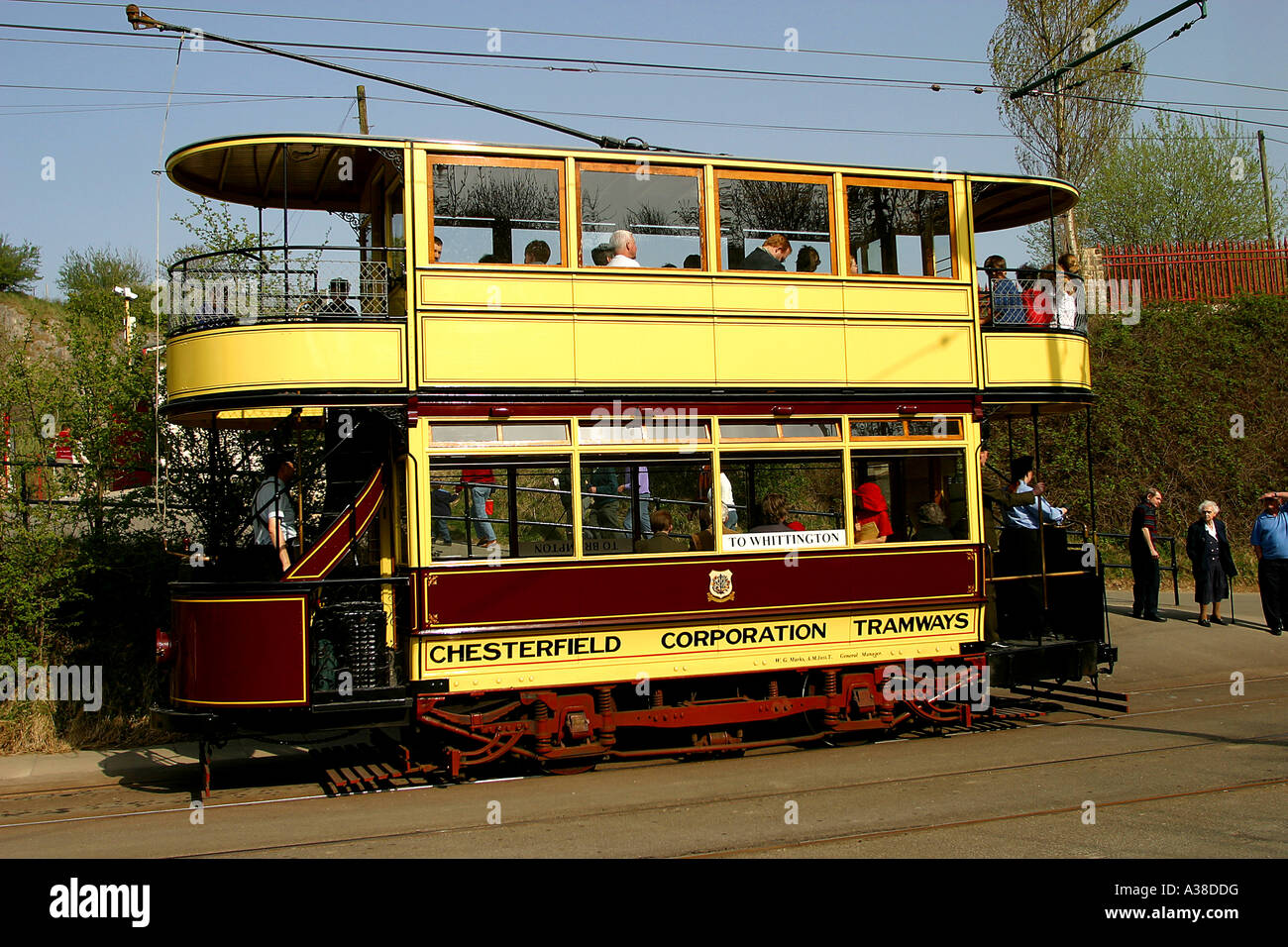 NATIONALEN STRAßENBAHNMUSEUM CRICH DERBYSHIRE ENGLAND Stockfoto