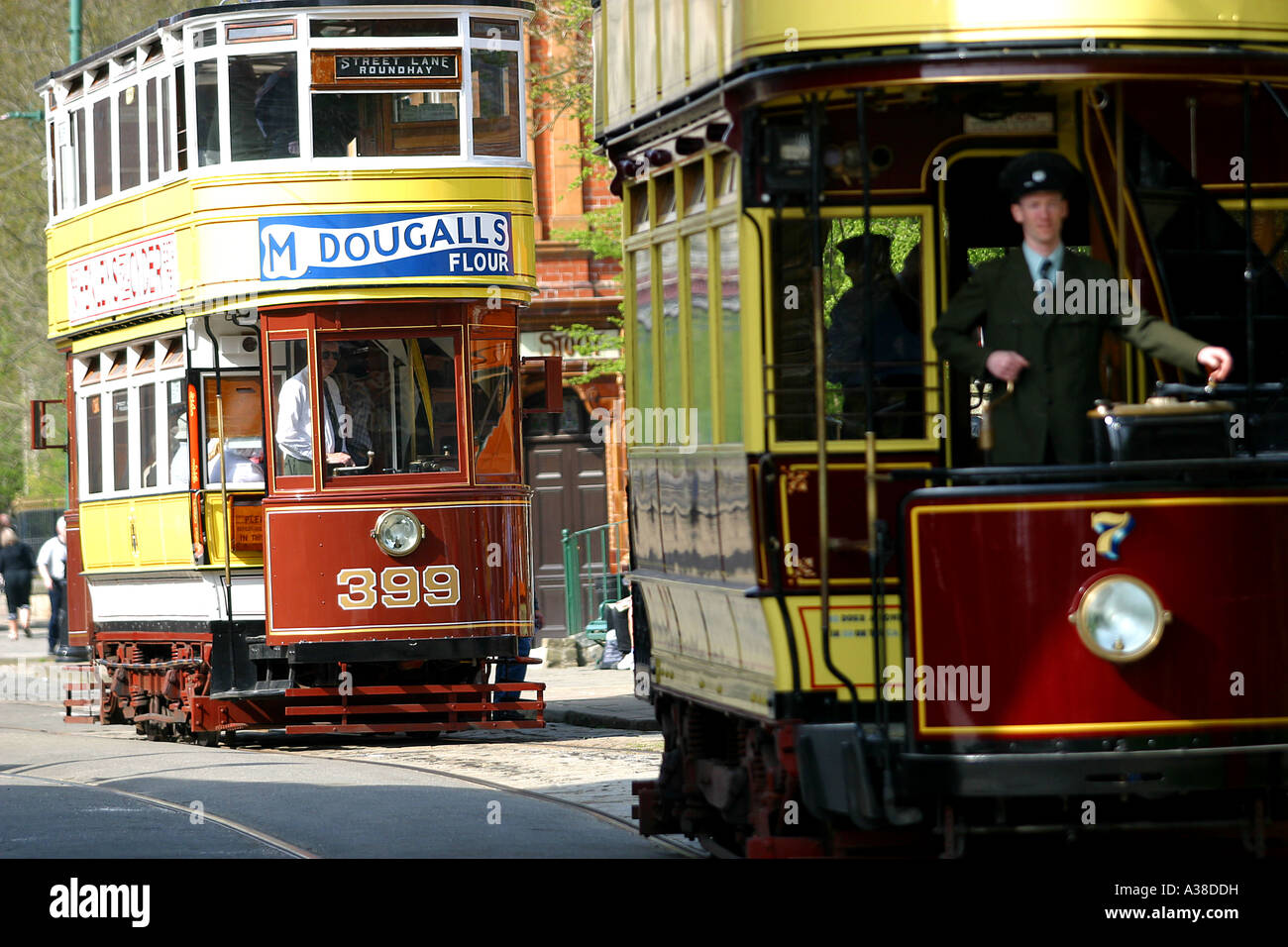 NATIONALEN STRAßENBAHNMUSEUM CRICH DERBYSHIRE ENGLAND Stockfoto