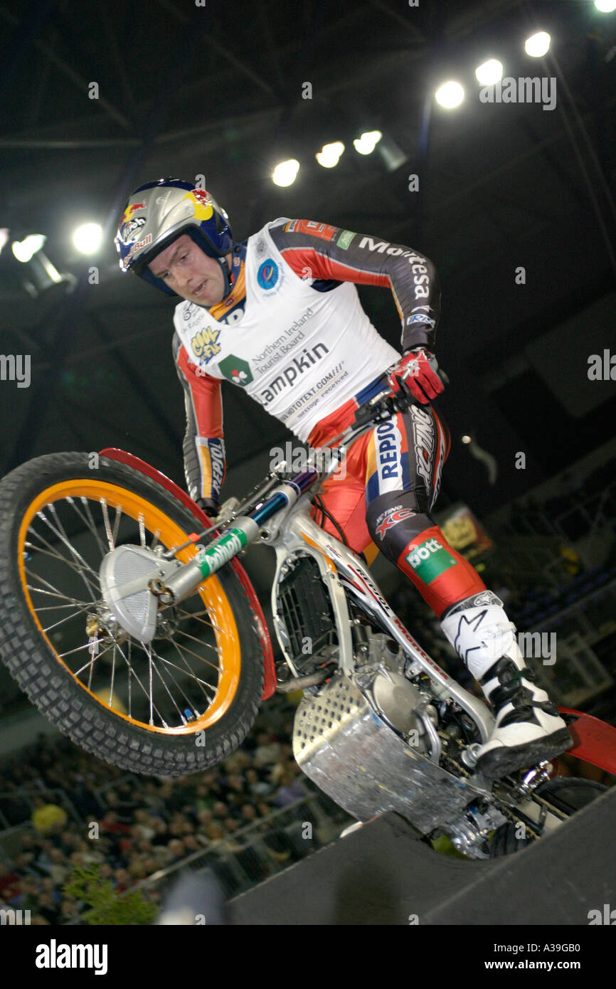 Dougie Lampkin FIM World indoor Trial Meisterschaft Odyssey Arena Belfast Nordirland Stockfoto