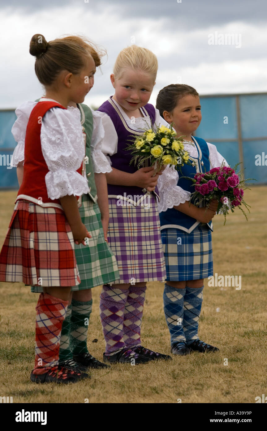 Kleine Mädchen aus dem Hochland Tanzwettbewerb Montrose Highland Games Stockfoto