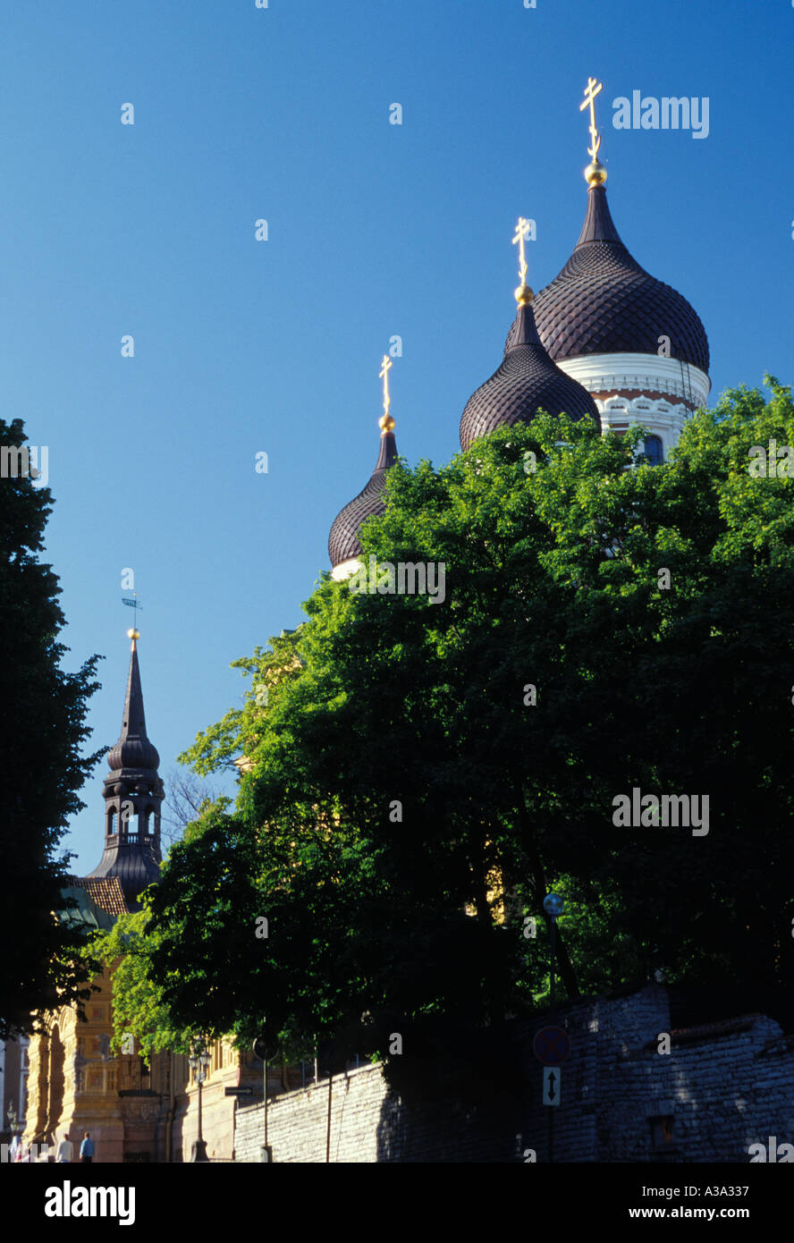 Estland Tallinn St. Alexander Newski Kathedrale Russisch-orthodoxes 19. Jahrhundert St. Mary s Kathedrale Turm 13. Jh. Stockfoto