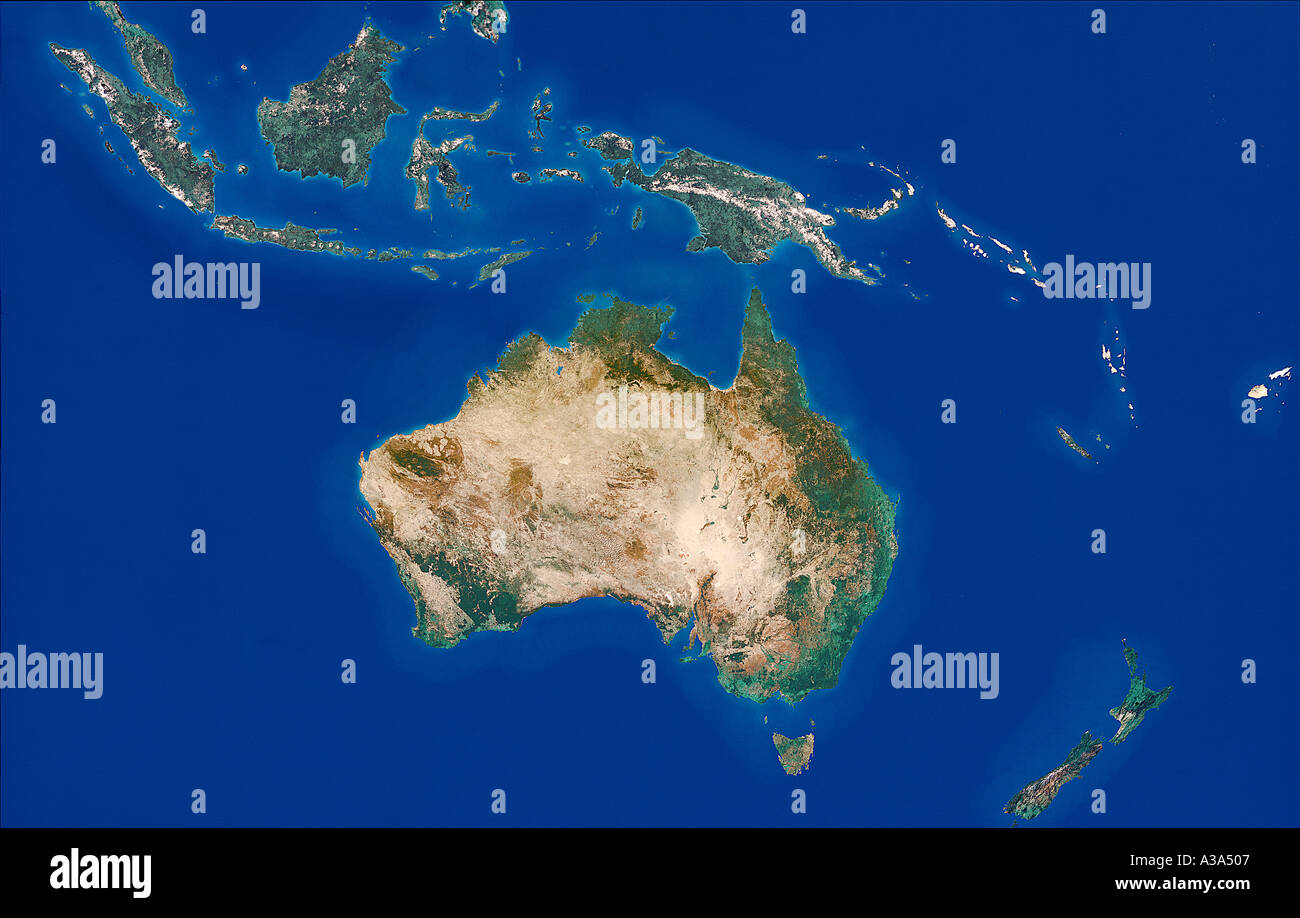 Satellitenbild von Australien aus dem Weltraum zeigen, Indonesien Stockfoto