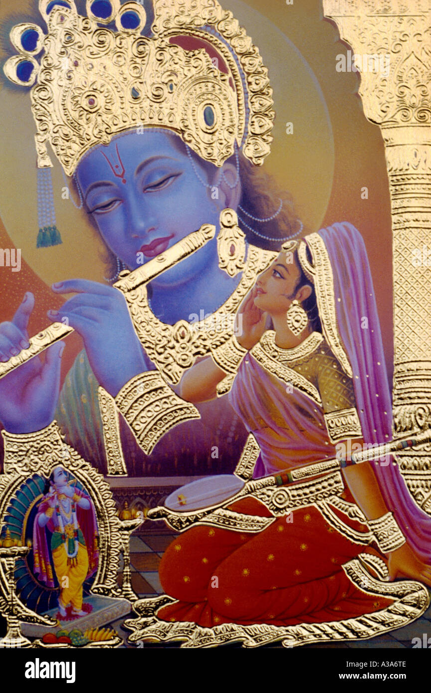 Krishna spielt Querflöte Stockfoto Krishna spielt Querflöte Stockfoto