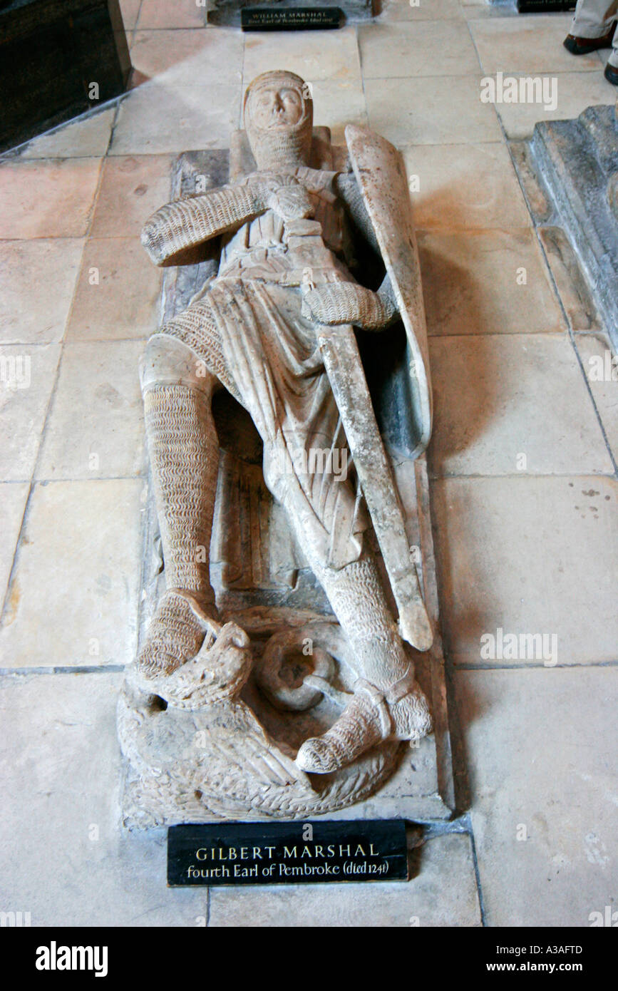 Das Bildnis von Gilbert Marshall vierten Earl of Pembroke und Tempelritter starb im Jahre 1241 Temple Church London UK Stockfoto