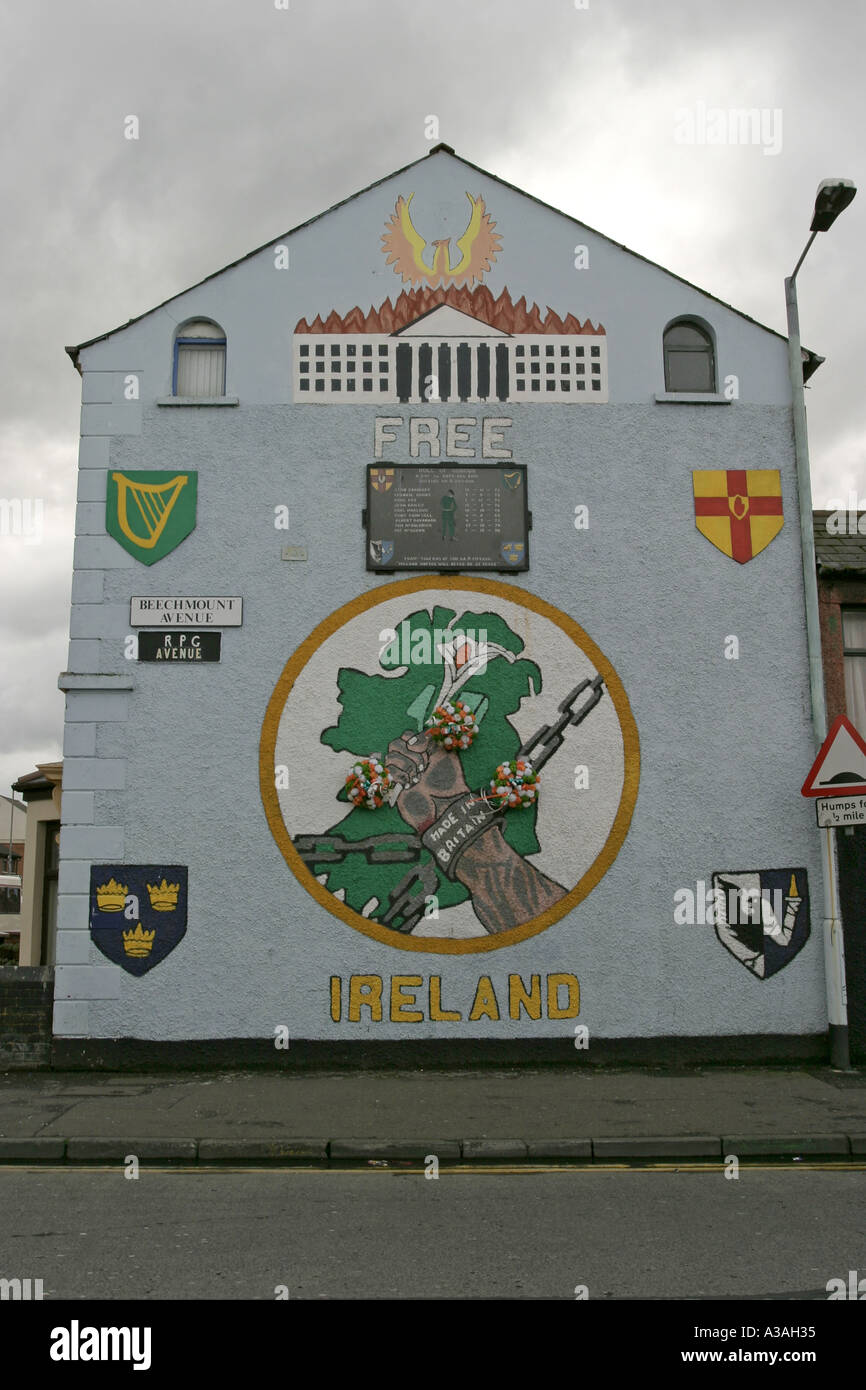 Kostenlose Irland republikanischen Wand Wandbild Beechmount RPG Avenue fällt Straße West Belfast Nordirland Stockfoto