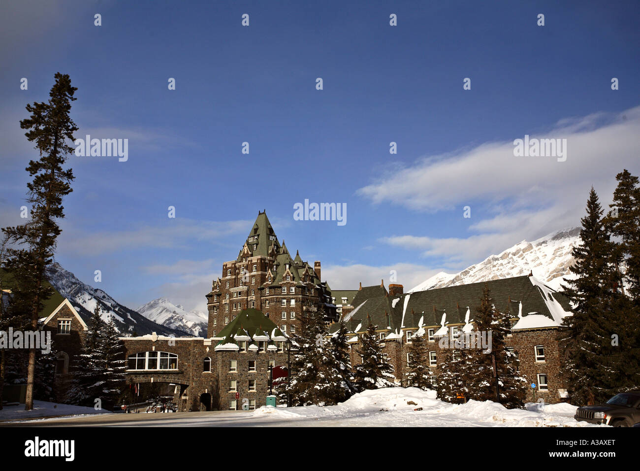 Banff Springs Hotel im winter Stockfoto
