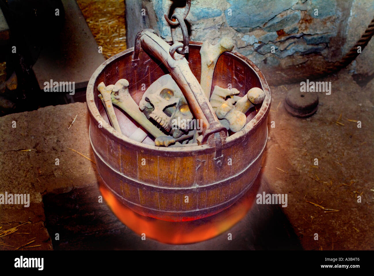 Folter-Kammer-Szene im Museum der Inquisition Guanajuato Mexiko Stockfoto