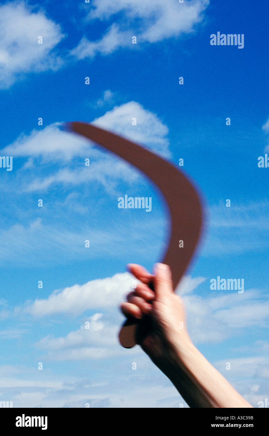 Bumerang werfen Stockfoto