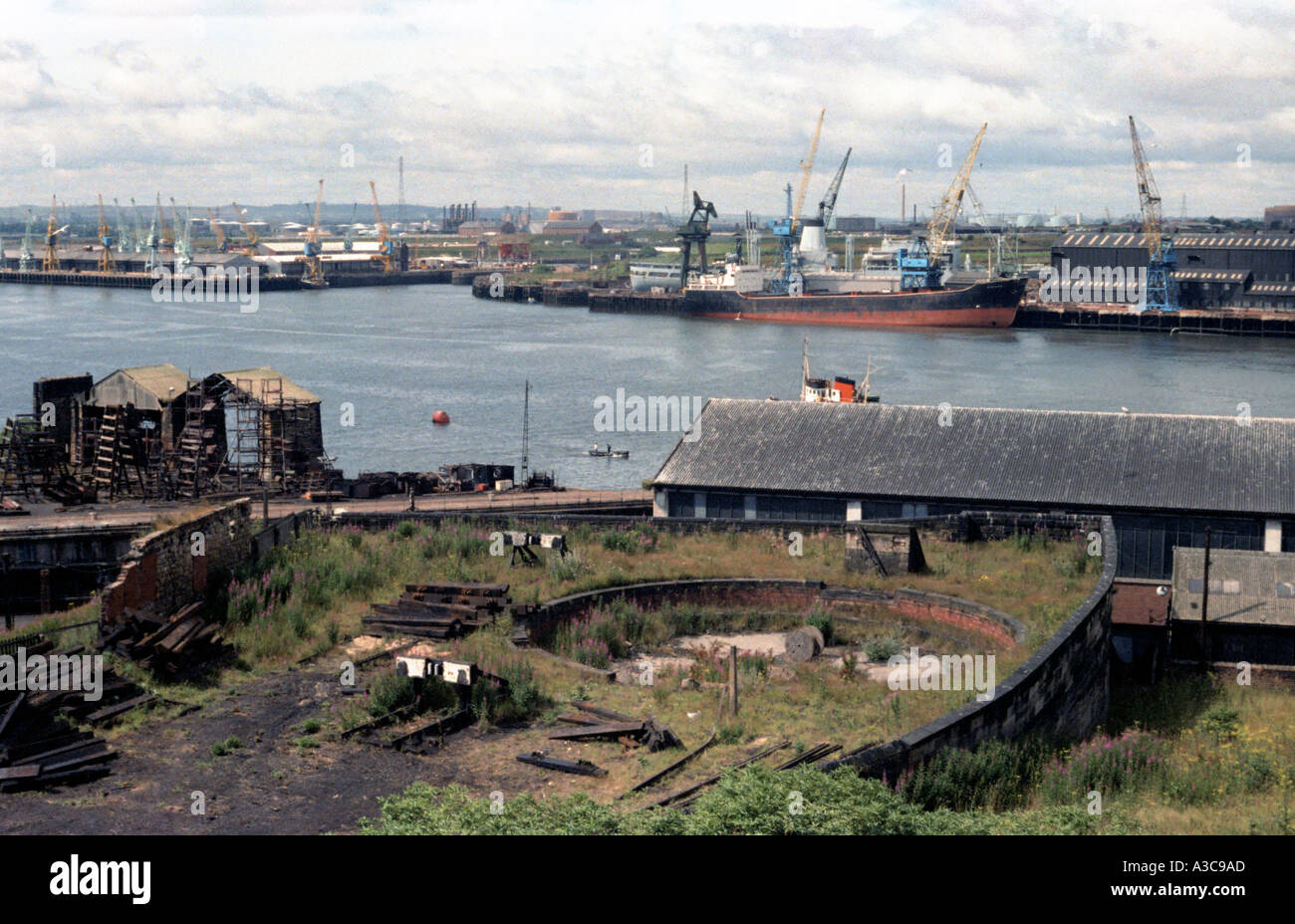South Shields alte Eisenbahn-Drehscheibe Stockfoto