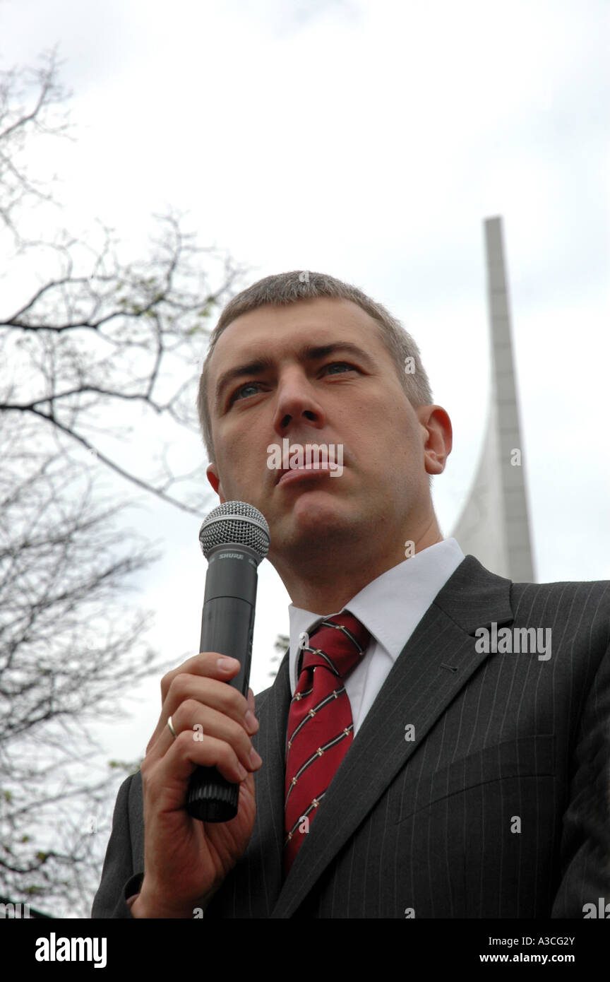 Roman Giertych, Parteichef der Liga polnischer Familien, während LPR Sympathisanten Manifestation, Warschau 2006 Stockfoto