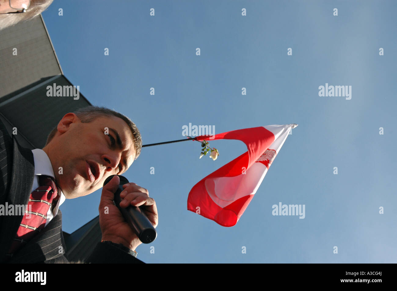 Roman Giertych, Parteichef der Liga polnischer Familien, während LPR Sympathisanten Manifestation, Warschau 2006 Stockfoto