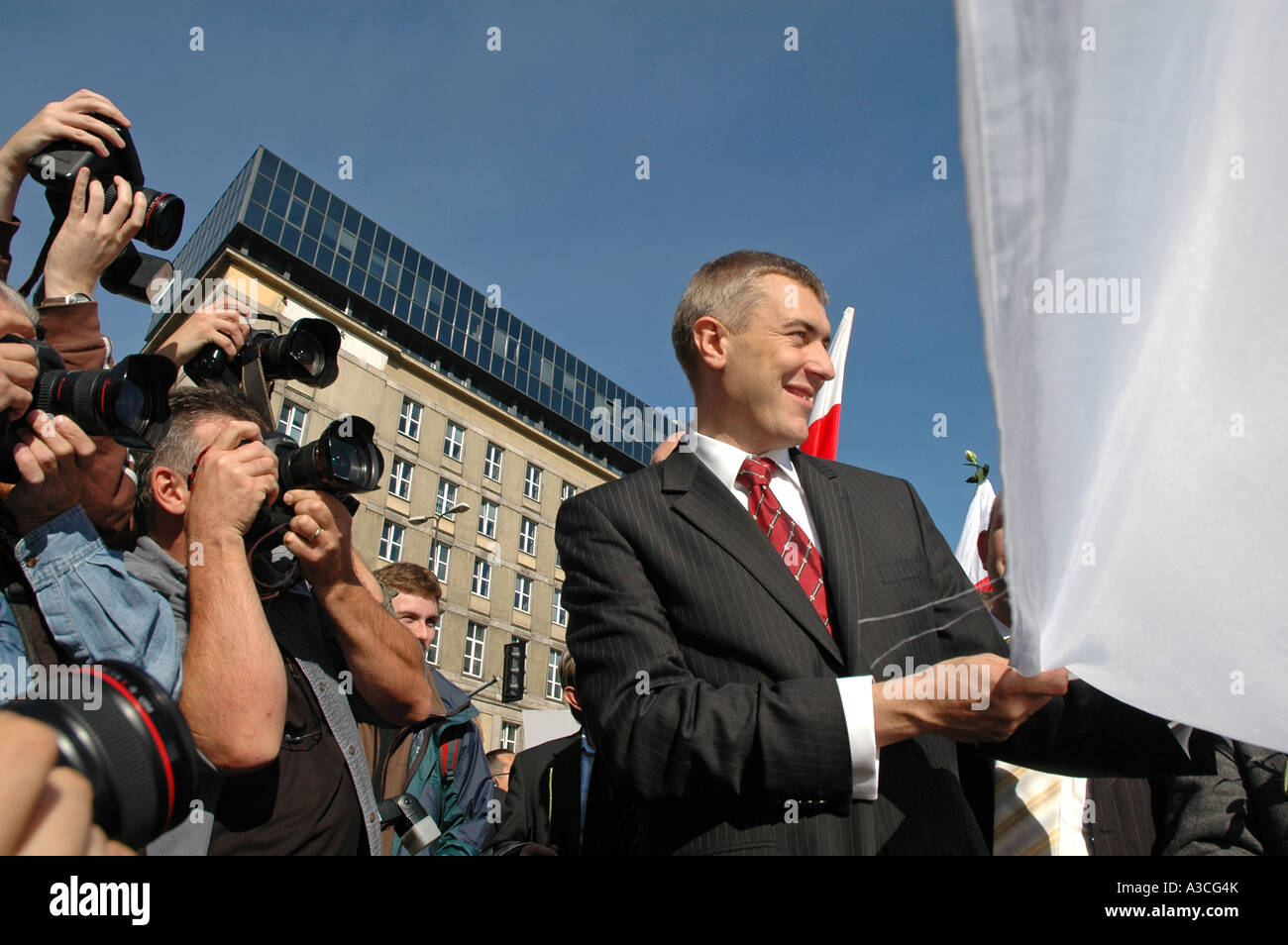 Roman Giertych, Parteichef der Liga polnischer Familien, während LPR Sympathisanten Manifestation, Warschau 2006 Stockfoto
