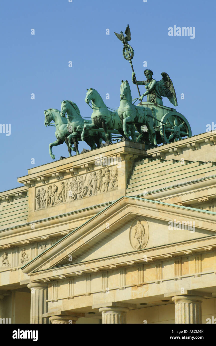 die Quadriga auf dem Brandenburger Tor in Berlin, Deutschland, Berlin Stockfoto