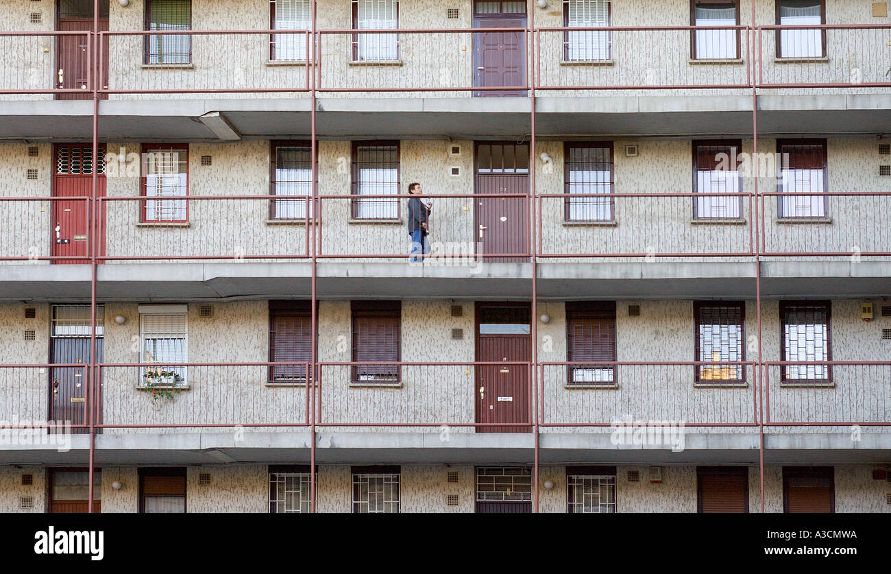 Ein kommunistischer Wohnhaus in Budapest, Ungarn Stockfoto