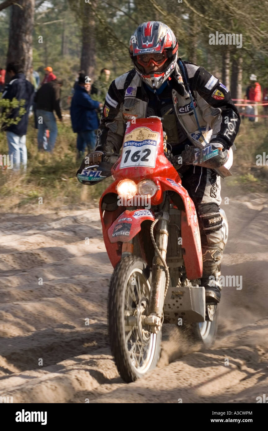 Erste Stufe Lisboa-Dakar 2007 Rallye - Bike 162 - Arnaud Durier Stockfoto
