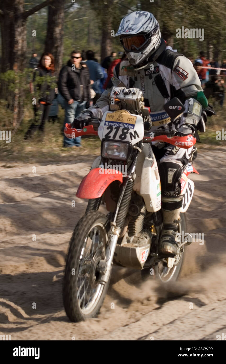 Erste Stufe Lisboa-Dakar 2007 Rallye - Bike 218 - Gerard Tilliette Stockfoto