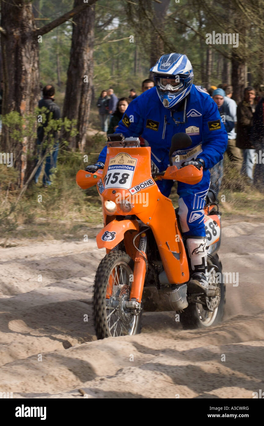 Erste Stufe Lisboa-Dakar 2007 Rallye - Bike 158 - Ali Machlab Stockfoto