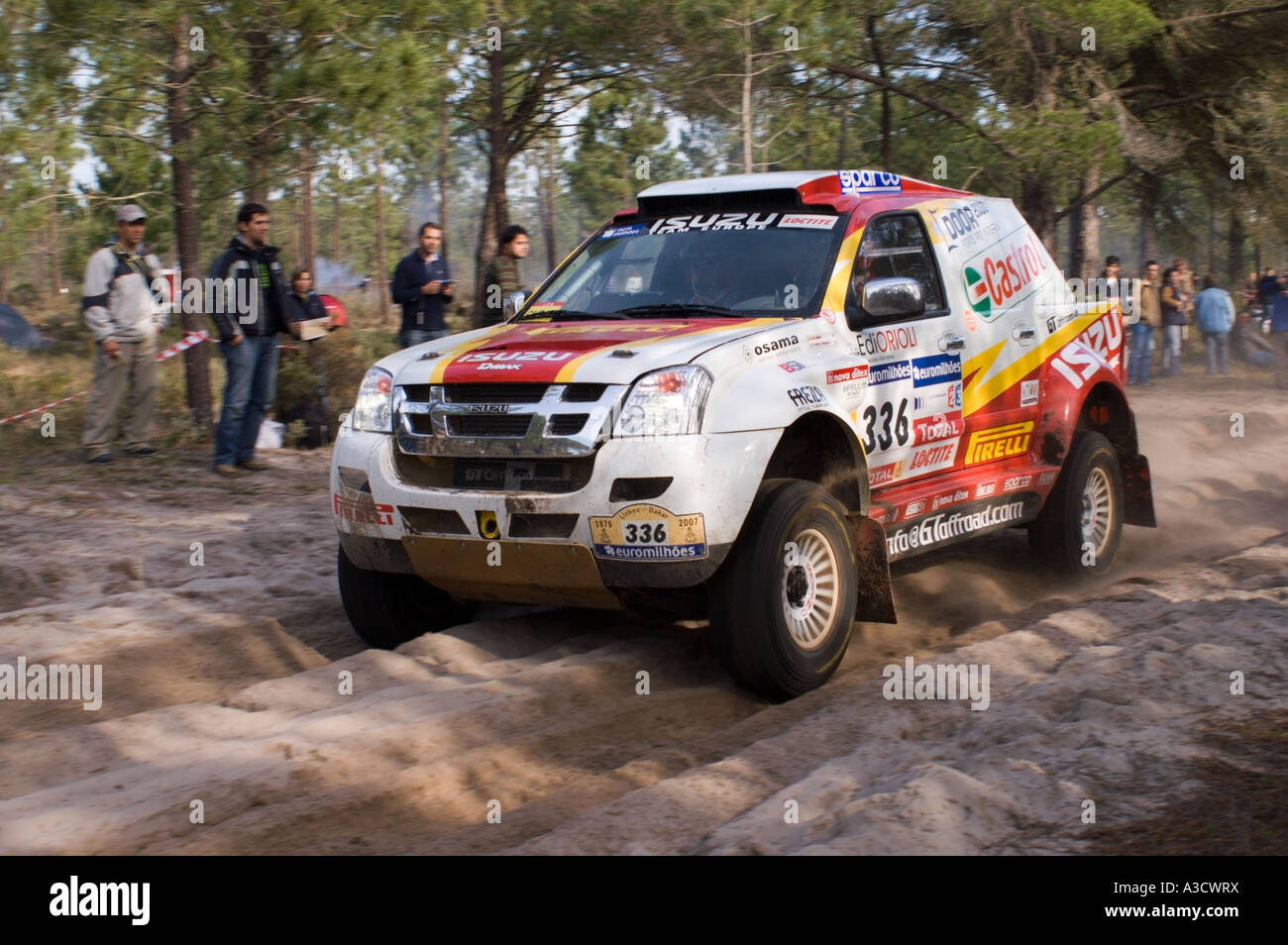 Erste Stufe Lisboa-Dakar 2007 Rallye - Auto-336 - Edi Orioli, Pascal Rosolen Stockfoto