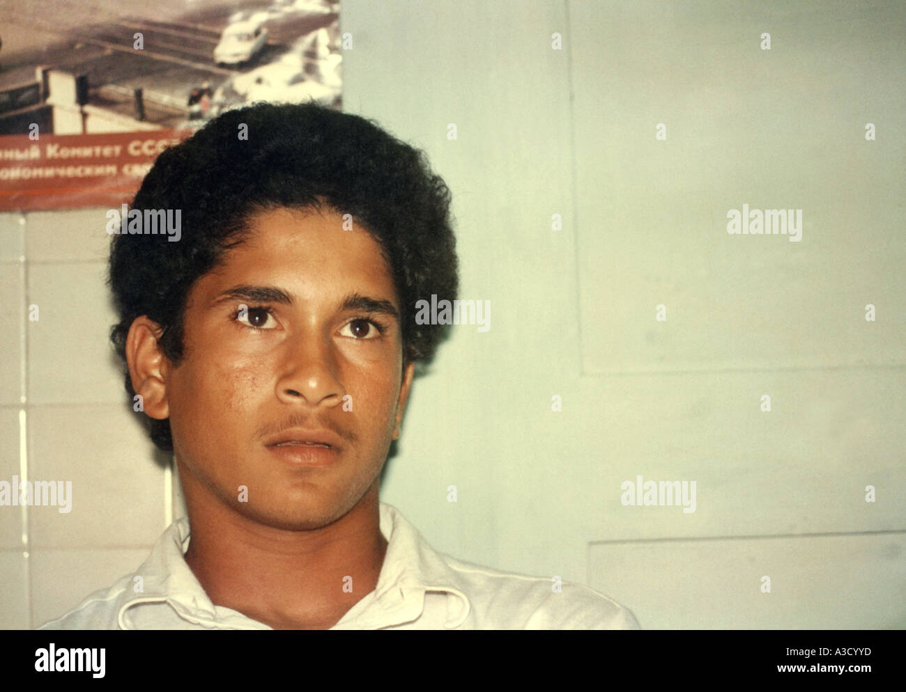 Der indische Cricketspieler Sachin Tendulkar 1987 Indien - keine Modellveröffentlichung - nur für redaktionelle Zwecke Stockfoto