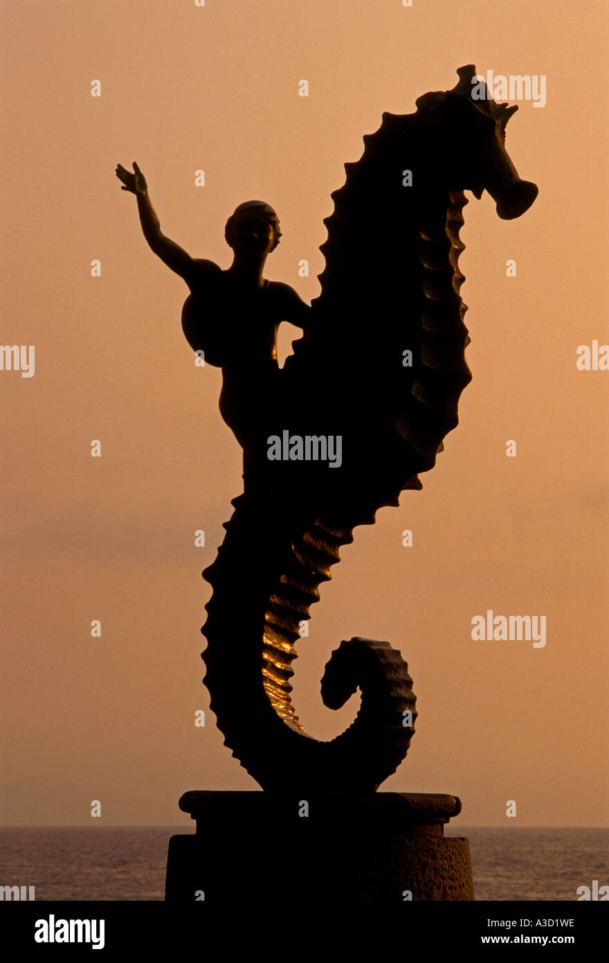 Das Seepferdchen, seahorse Statue, die Malecon, Puerto Vallarta, Jalisco, Mexiko Stockfoto
