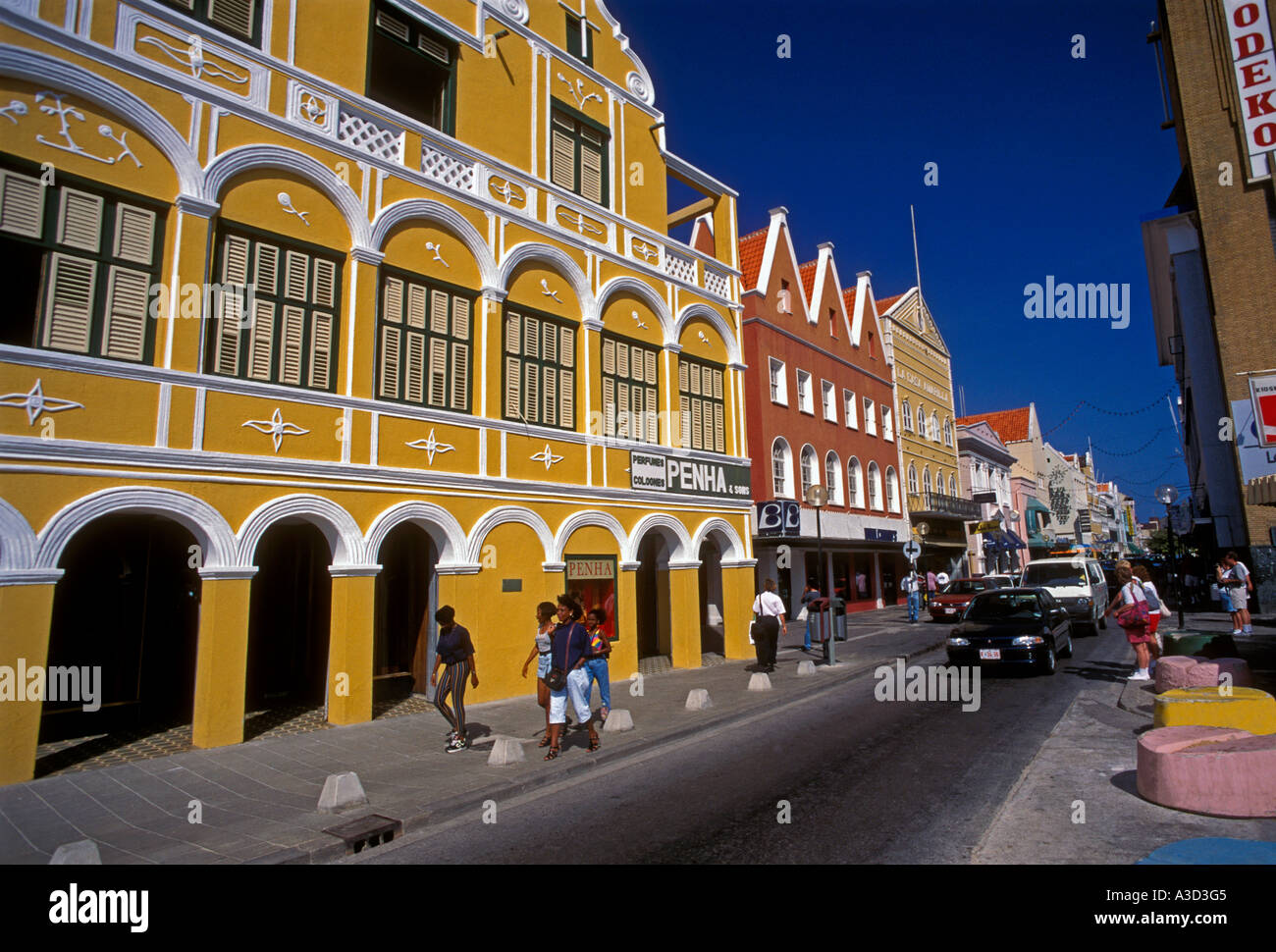 Jl penha und Söhne, koloniale Architektur, punda Bezirk, Stadt von Willemstad, Willemstad, Curacao, Karibik Stockfoto