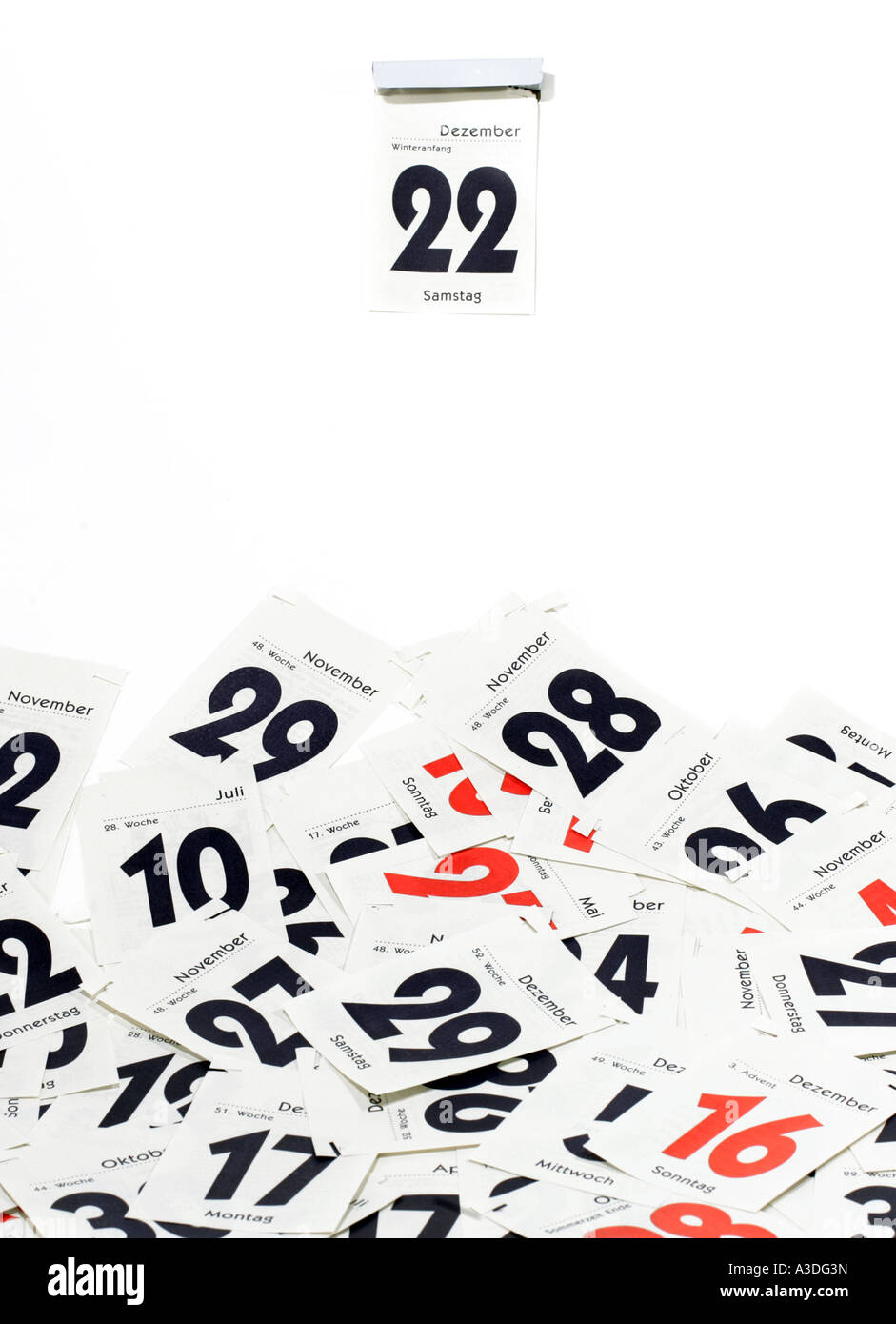 22. Dezember - der Beginn der Wintersaison in einem Kalender Stockfoto