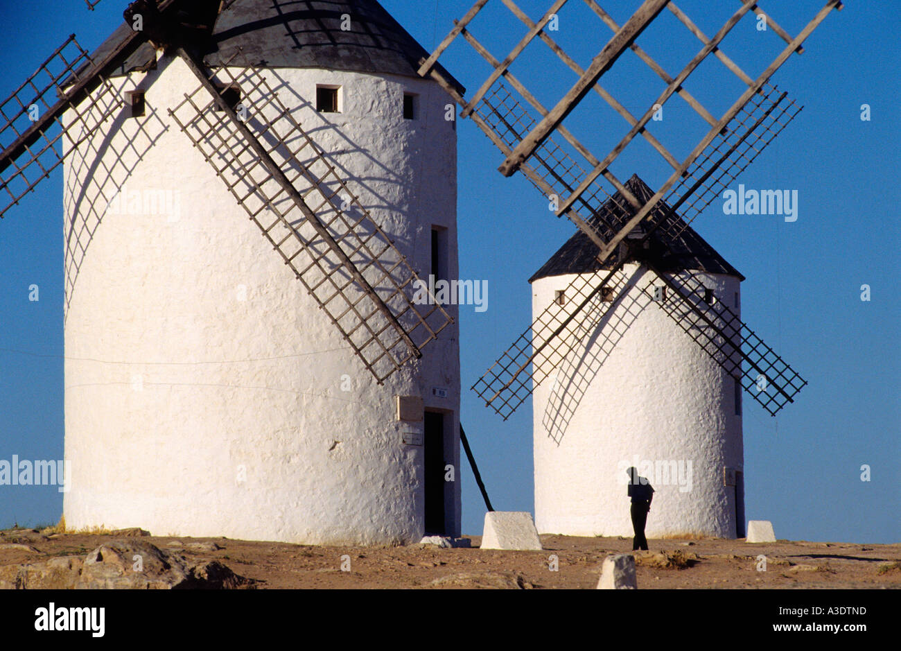 Windmühlen in Campo de Criptana. Provinz Ciudad Real. Kastilien-La Mancha. Spanien Stockfoto