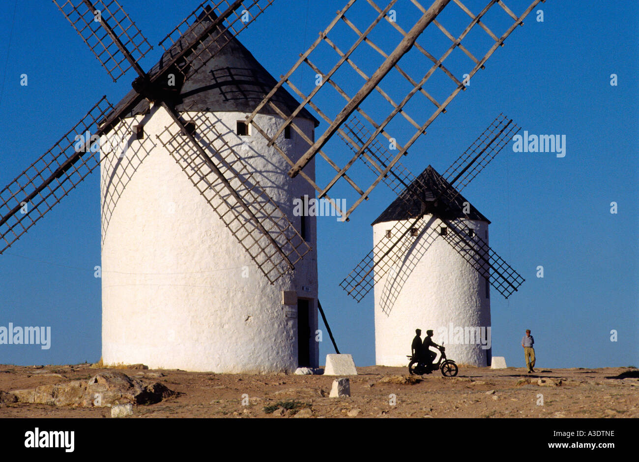 Windmühlen in Campo de Criptana. Provinz Ciudad Real. Kastilien-La Mancha. Spanien Stockfoto