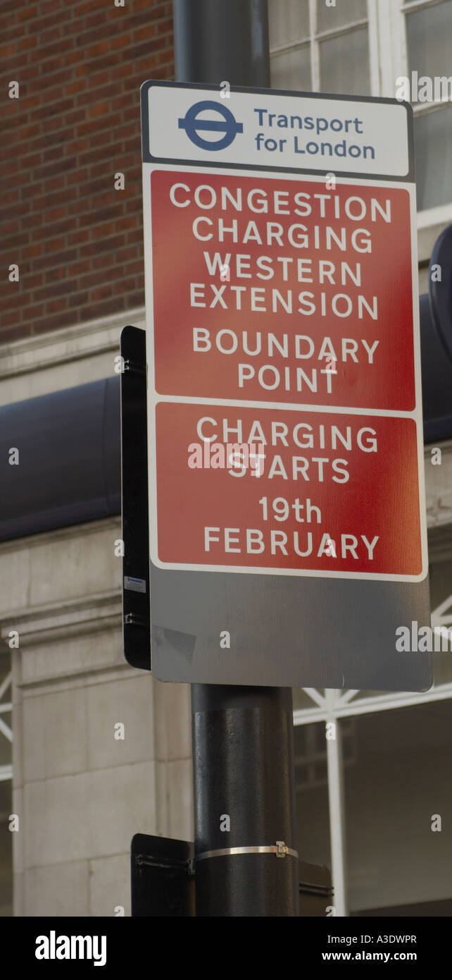 Schild am Eingang der Umweltzone London Stockfoto