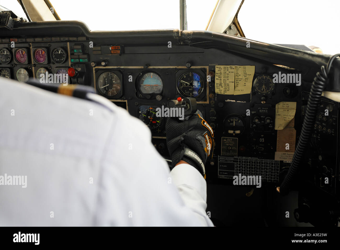 Cockpit des Turboprop-Flugzeug Stockfoto