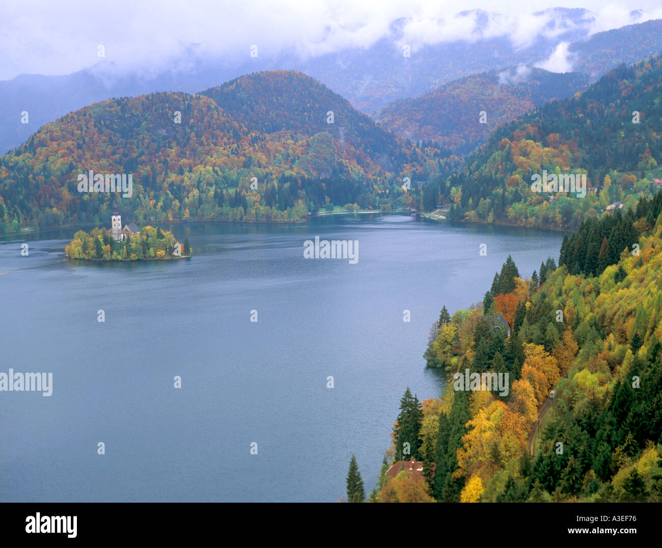 Lake Bled Slowenien im Herbst Stockfoto