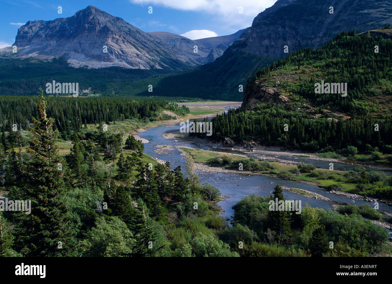 Swiftcurrent Creek Glacier National Park NW Montana USA horizontal Stockfoto