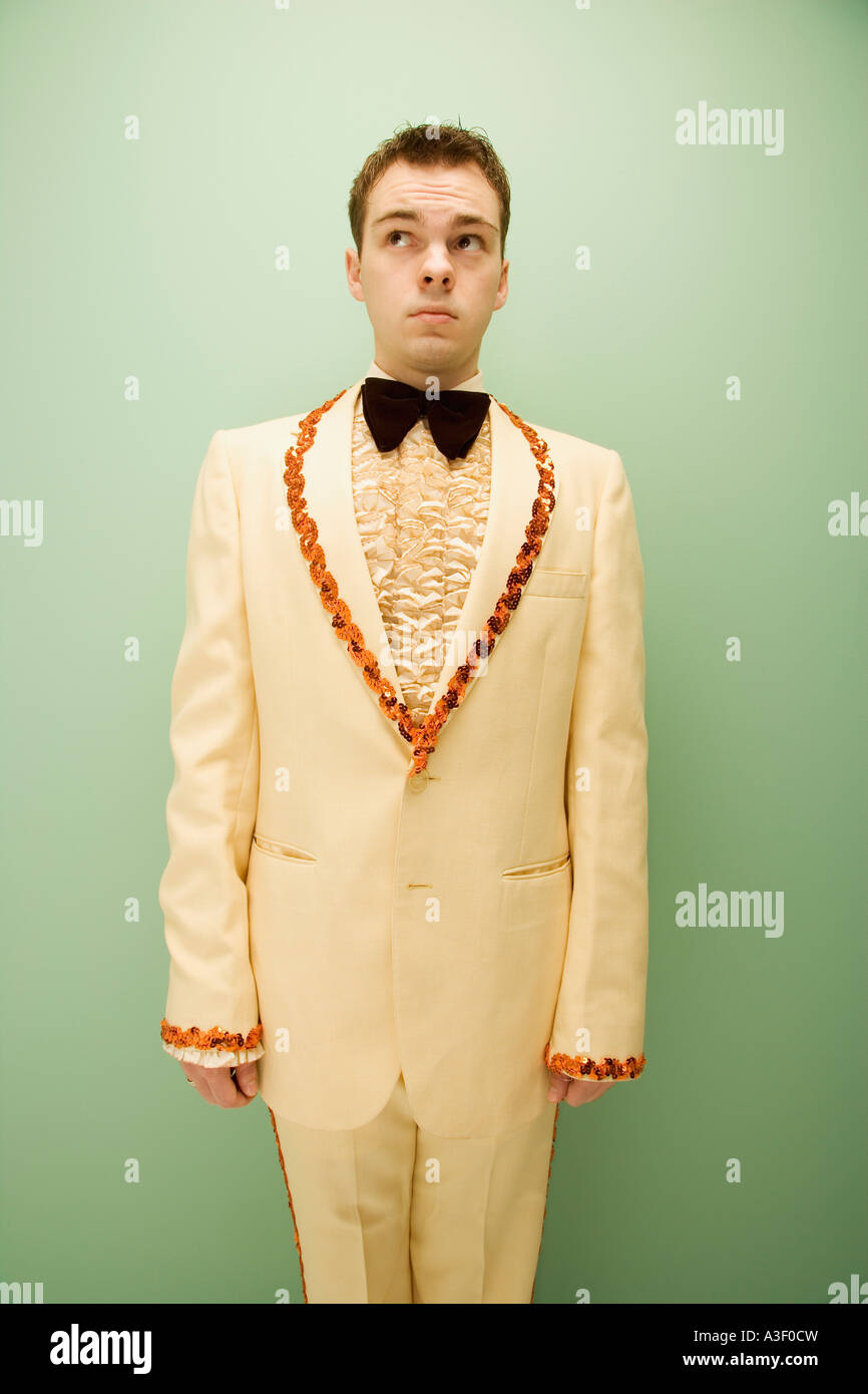 Teen in einem Vintage tuxedo Stockfoto