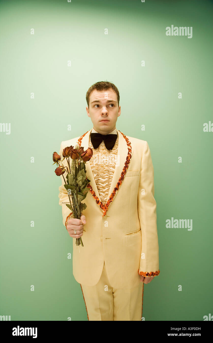 Teen in einem Vintage tuxedo Stockfoto