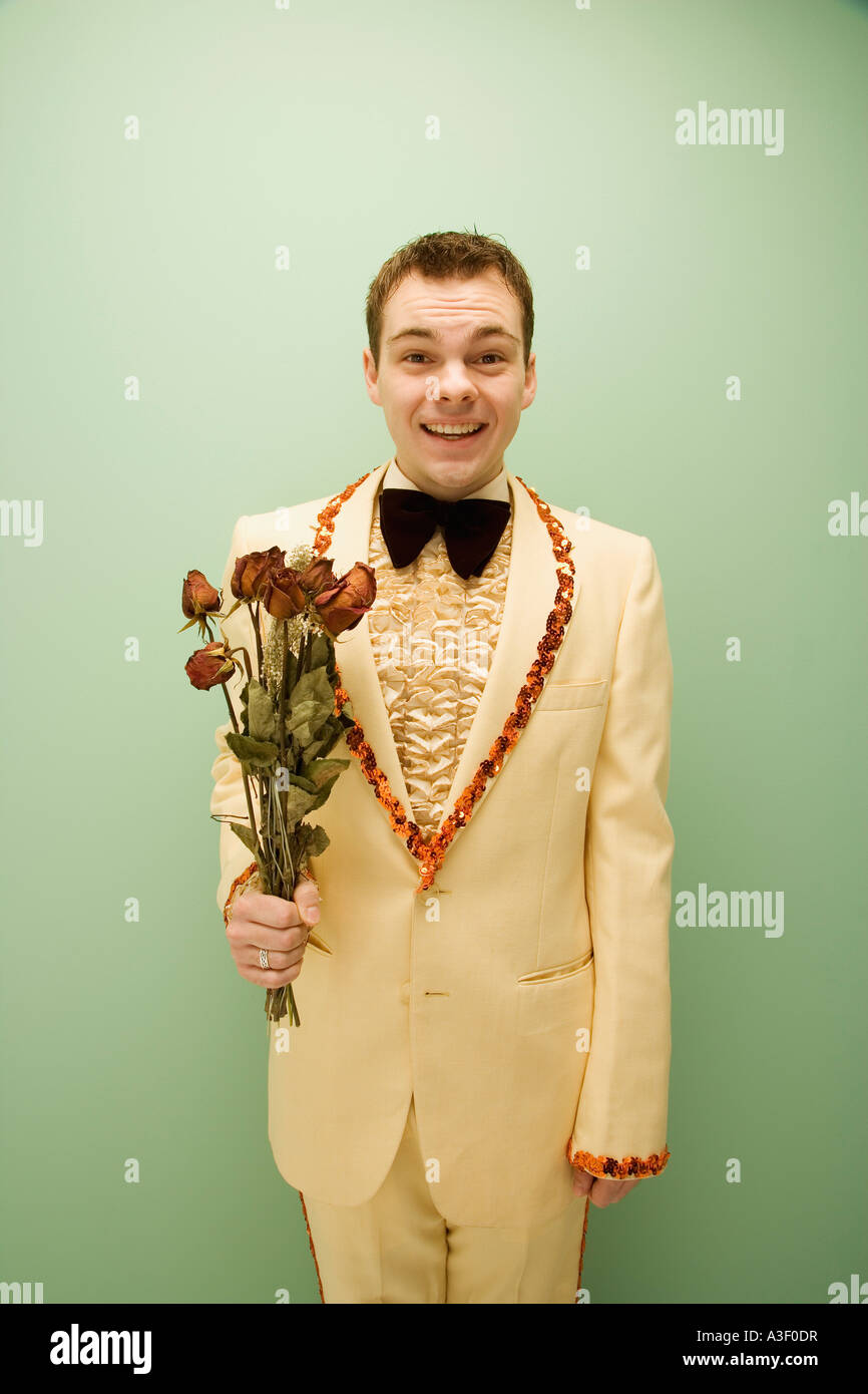 Teen in einem Vintage tuxedo Stockfoto